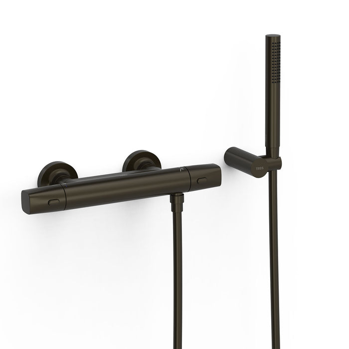 TRES 19016449KMB OVER-WALL Grifo Termostático Mural Over-Wall Ducha Color Negro Bronce