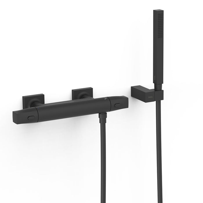 TRES 19016459NM OVER-WALL Grifo Termostático Mural Over-Wall Ducha Color Negro Mate