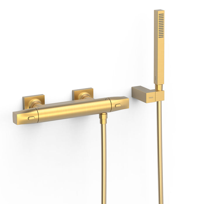 TRES 19016459OM OVER-WALL Grifo Termostático Mural Over-Wall Ducha Color Oro Mate 24K