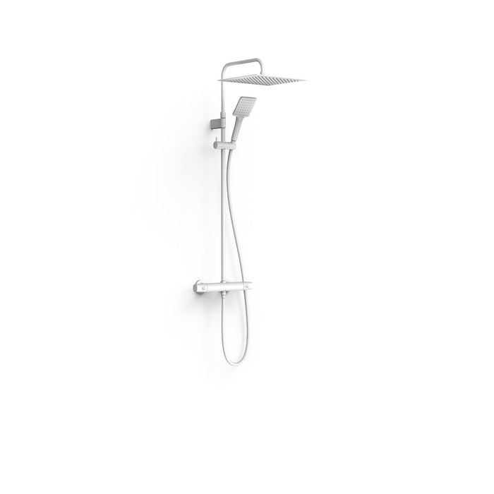 TRES 19038702BM OVER-WALL Conjunto de Grifo Termostático Mural Telescópica 2 Vías Ducha Color Blanco Mate