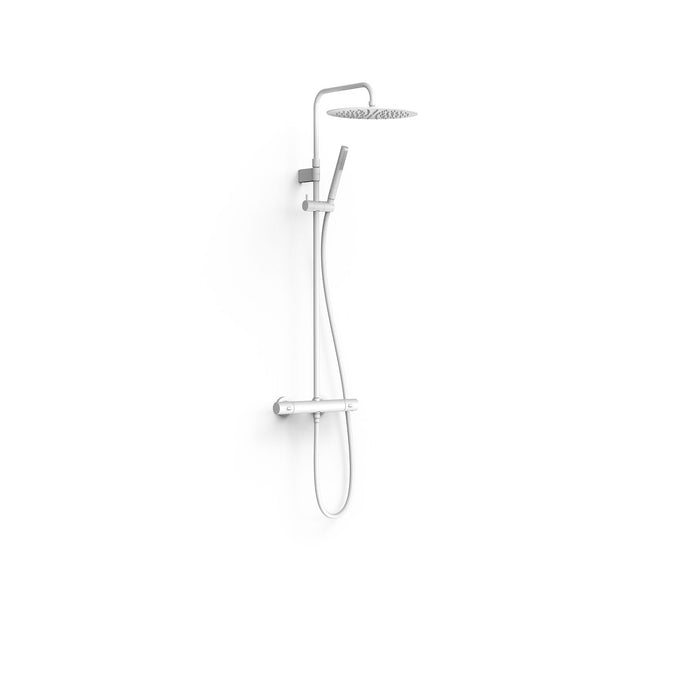 TRES 19039302BM OVER-WALL Conjunto de Grifo Termostático Mural Telescópica 2 Vías Ducha Color Blanco Mate