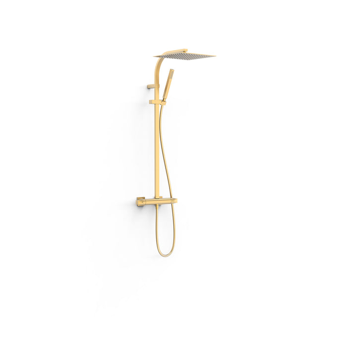 TRES 19039305OM OVER-WALL Conjunto de Grifo Termostático Mural Over-Wall de 2 Vías Ducha Color Oro Mate 24K