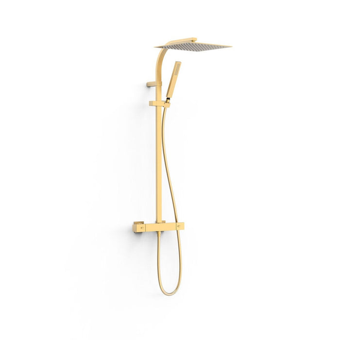 TRES 19039306OM OVER WALL Grifo Termostático Gran Ducha 2 Vías Oro Mate 24K