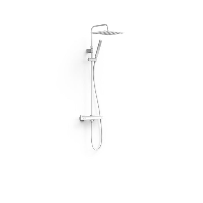 TRES 19039307BM OVER-WALL Conjunto de Grifo Termostático Mural Telescópica 2 Vías Ducha Color Blanco Mate