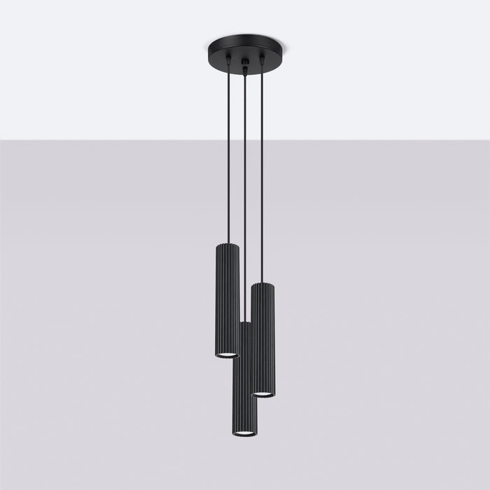 SOLLUX SL.1576 KARBON Lámpara Colgante 3p Negra