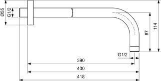 IDEAL STANDARD B9445AA IDEALRAIN Brazo Ducha A Pared 400mm