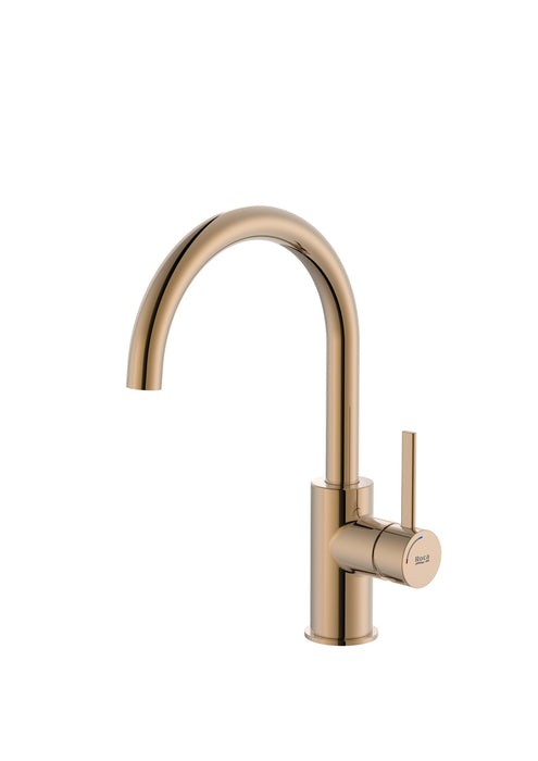 ROCA A5A4A9ERG0 ONA Grifo Monomando Lavabo con Maneta Lateral Cold Start Oro Rosa