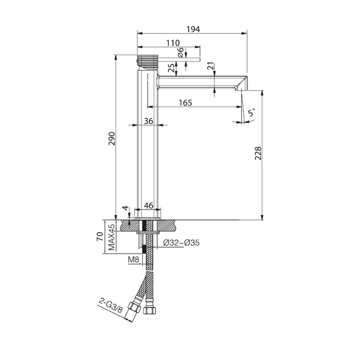 IMEX BDF065-3NQ FIRENZE-SASSARI Monomando Lavabo Alto Niquel