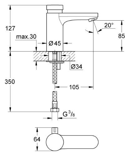 GROHE 36 317 000 EUROSMART CT Grifo Lavabo Temporizado Cromo