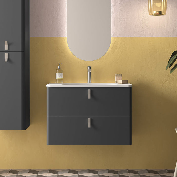 SALGAR UNIIQ Mueble de Baño con Lavabo 2 Cajones Color Antracita Mate
