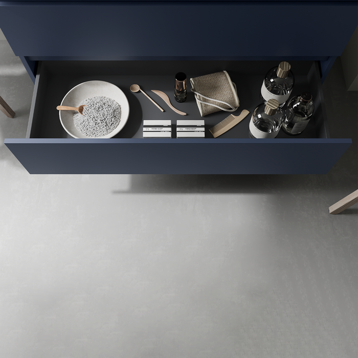 SALGAR BEQUIA Mueble de Baño con Tapa Encimera 4 Cajones Color Azul Mate