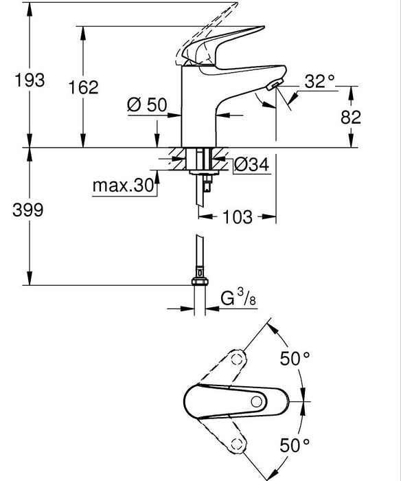 GROHE 24 170 001 ESSENCE Monomando Lavabo 1/2" Tamaño XL Cromo