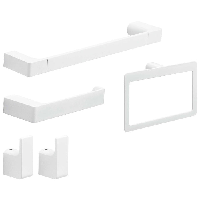 GEDY PI990200002 Set 4 Piezas (Toallero 35Cm, Portarrollo, Percha, Argolla) Blanco Mate