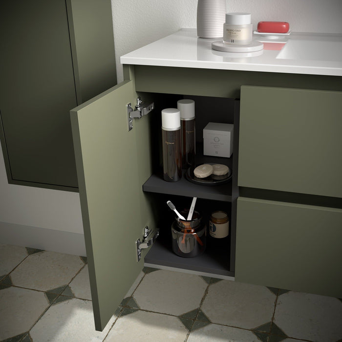 SALGAR NOJA 910 Mueble de Baño con Lavabo 2 Cajones 1 Puerta Izquierda Color Verde Mate