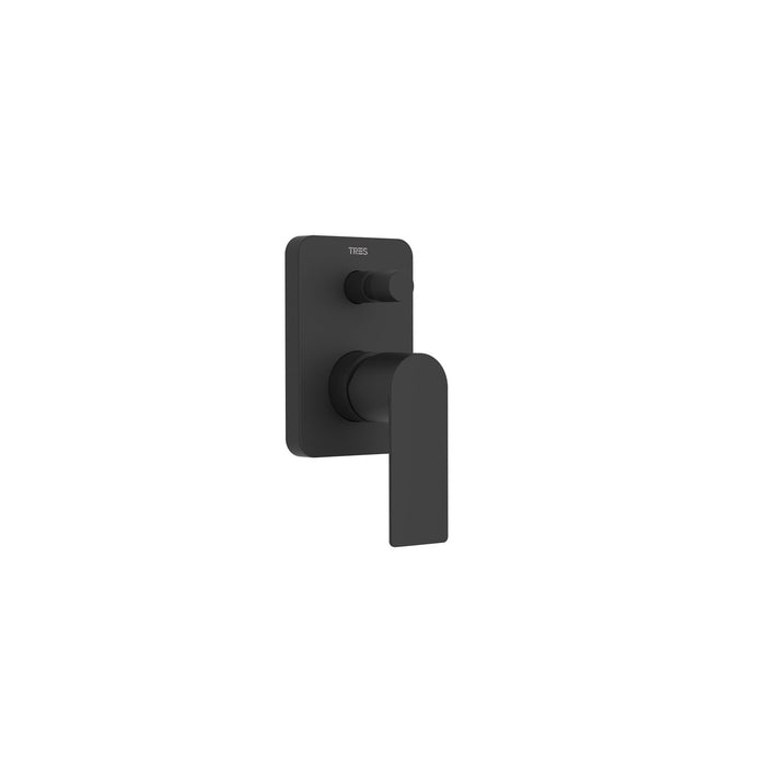TRES 20018001NM LOFT Grifo Monomando Empotrado De 2 Vías para Bañera y Ducha Color Negro Mate