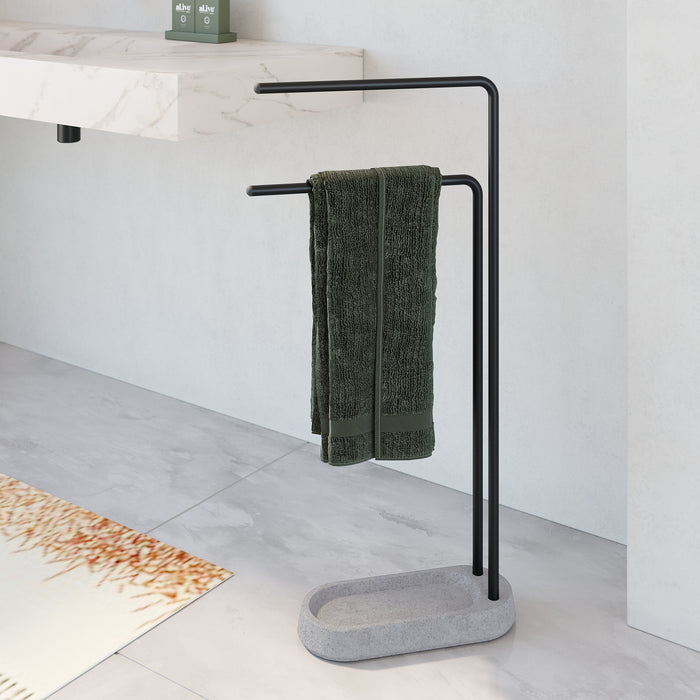 SONIA 201228 CEMENT Toallero Barra Doblegrey Negro