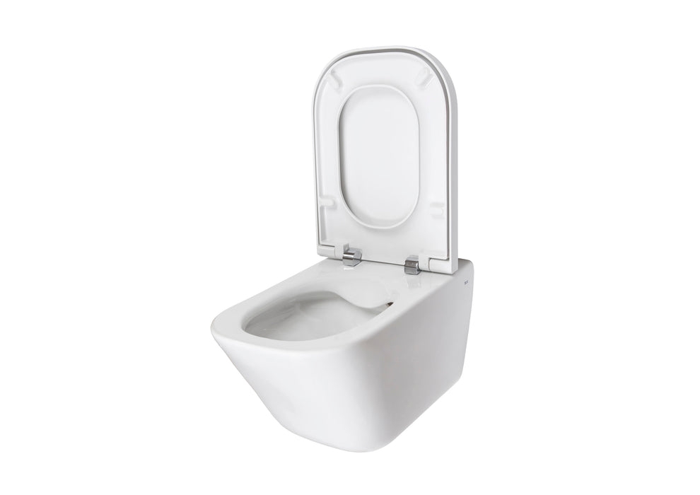 ROCA PACK THE GAP 54 SQUARE+DUPLO Inodoro Suspendido Rimless Fijaciones Ocultas Pulsador Cromo