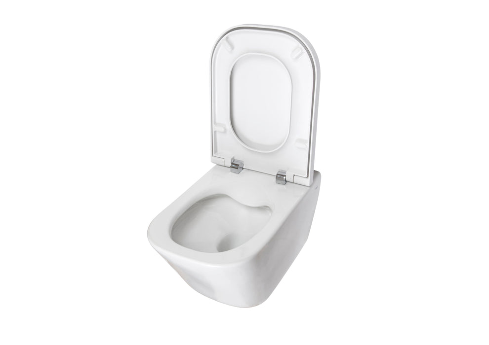 ROCA PACK THE GAP 54 SQUARE+DUPLO Inodoro Suspendido Rimless Fijaciones Ocultas Pulsador Cromo