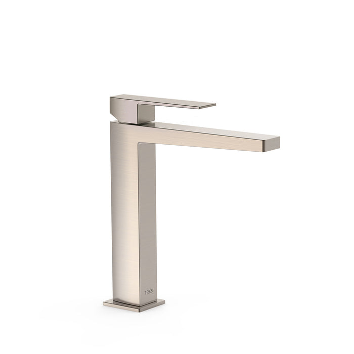 TRES 20210303AC SLIM Grifo Monomando Caño Alto para Lavabo Color Acero