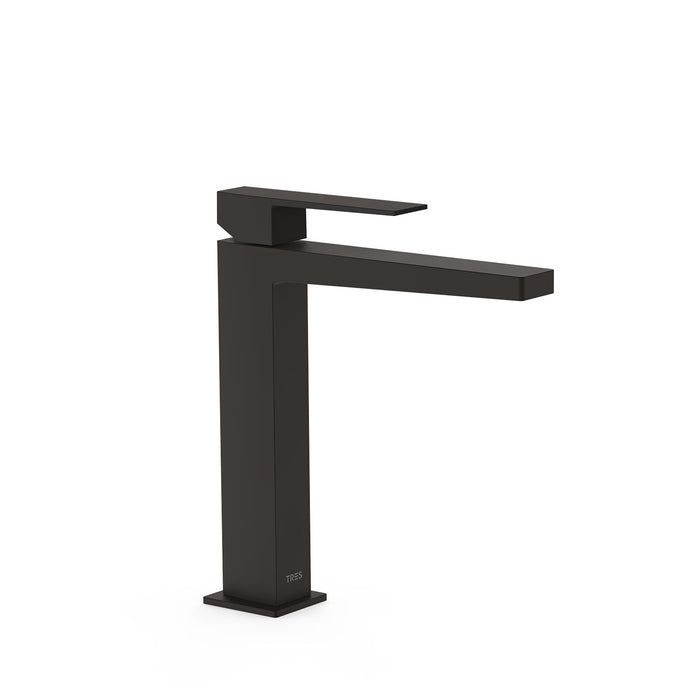 TRES 20210303NM SLIM Grifo Monomando Caño Alto para Lavabo Color Negro Mate