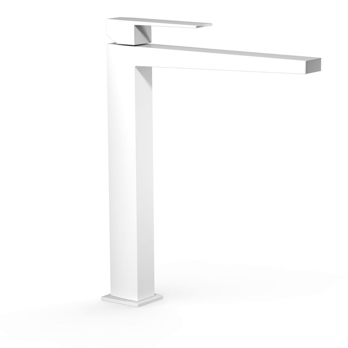 TRES 20210305BM SLIM Grifo Monomando XXL Caño Alto para Lavabo Color Blanco Mate