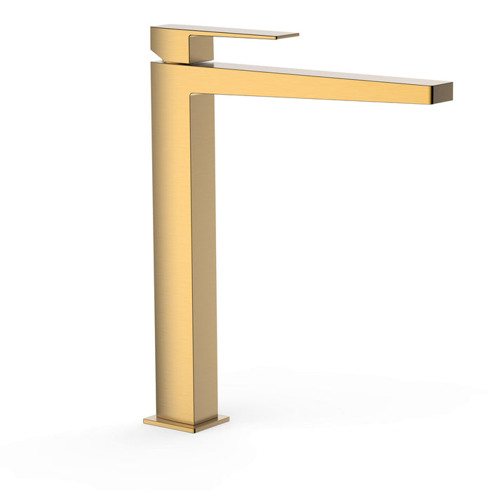 TRES 20210305OM SLIM Grifo Monomando XXL Caño Alto para Lavabo Color Oro Mate 24K