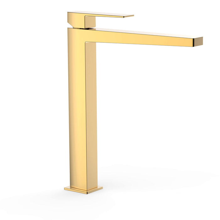 TRES 20210305OR SLIM Grifo Monomando XXL Caño Alto para Lavabo Color Oro 24K