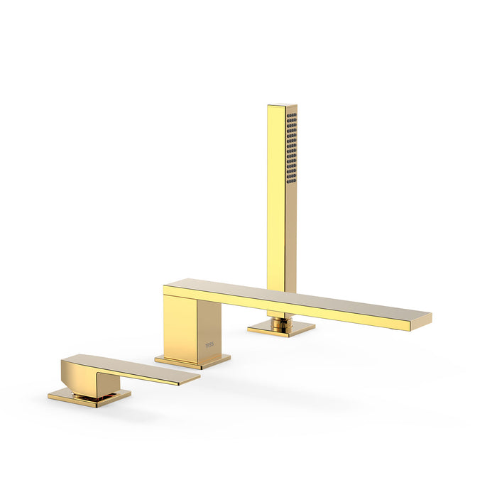 TRES 20216101OR SLIM Grifo Monomando para Borde De Bañera Color Oro 24K