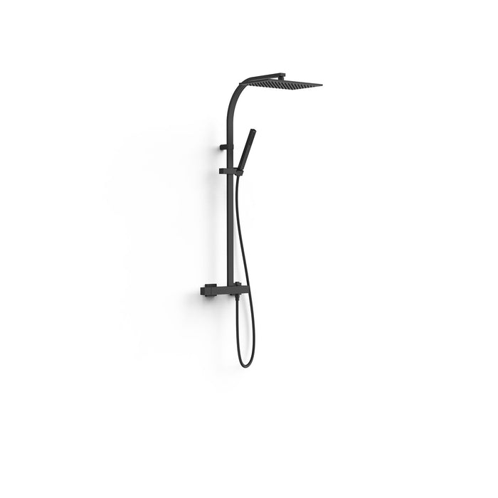 TRES 20219101NM SLIM Conjunto De Grifo Monomando Mural De 2 Vías para Ducha Color Negro Mate