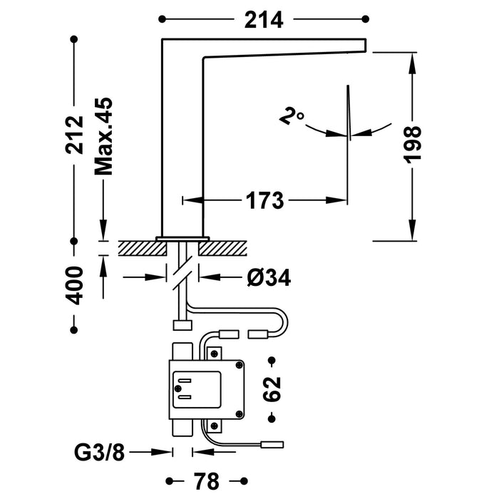 TRES 20261310BM SLIM Grifo Electrónico De 1 Agua para Lavabo Color Blanco Mate