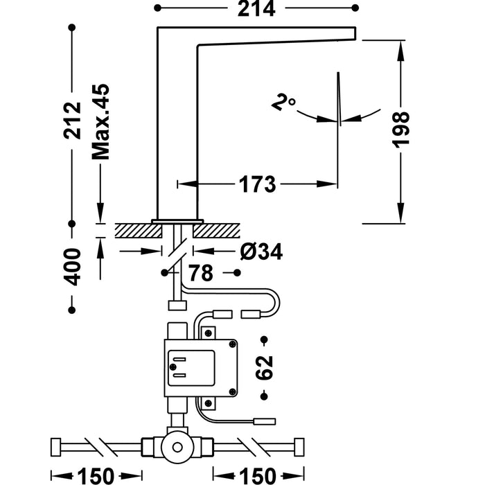 TRES 20261320 SLIM Grifo Electrónico con Sistema Premezclador para Lavabo Color Cromo