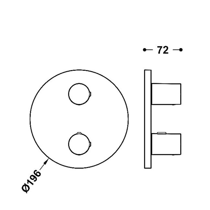 TRES 20425001 THERM-BOX Pieza Vista Para Caja Empotrada Termostática 2 Vías Cromo