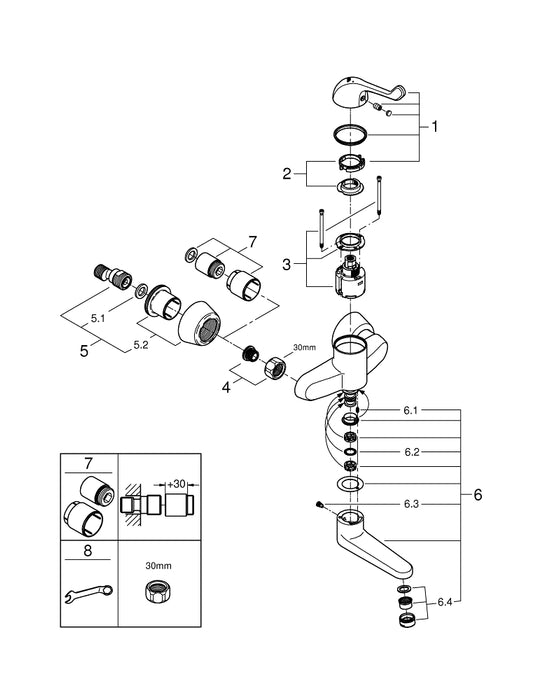 GROHE 23 971 243 EUROSMART Monomando de lavabo 1/2" tamaño XL negro mate