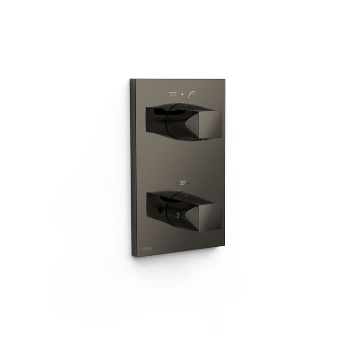 TRES 21125001KM THERM-BOX Pieza Vista para Caja Empotrada de 2 Vías Color Negro Metalizado