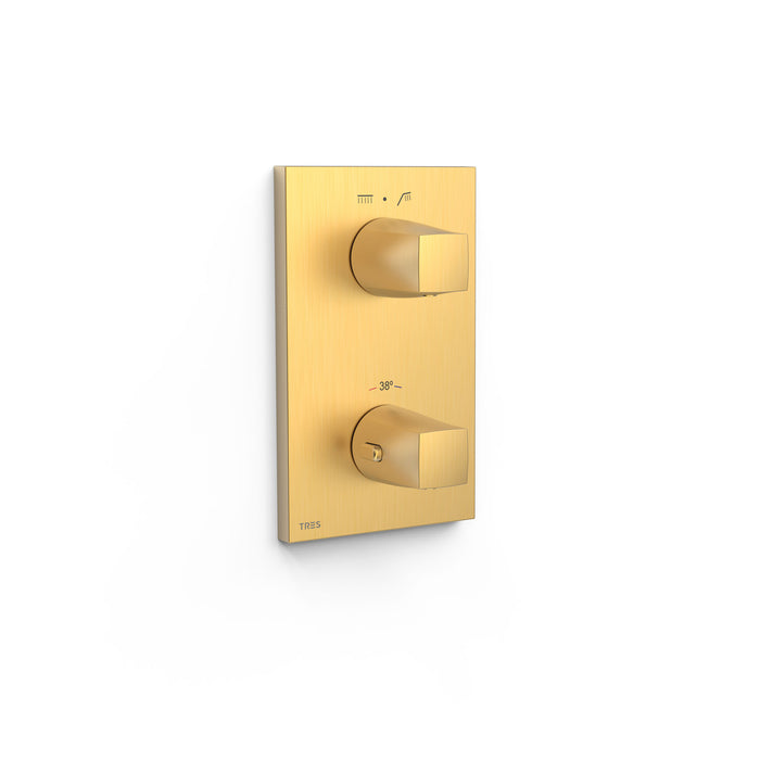 TRES 21125001OM THERM-BOX Pieza Vista para Caja Empotrada de 2 Vías Color Oro Mate 24K