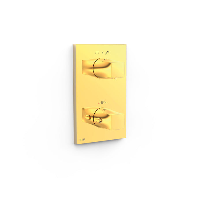 TRES 21125001OR THERM-BOX Pieza Vista para Caja Empotrada de 2 Vías Color Oro 24K