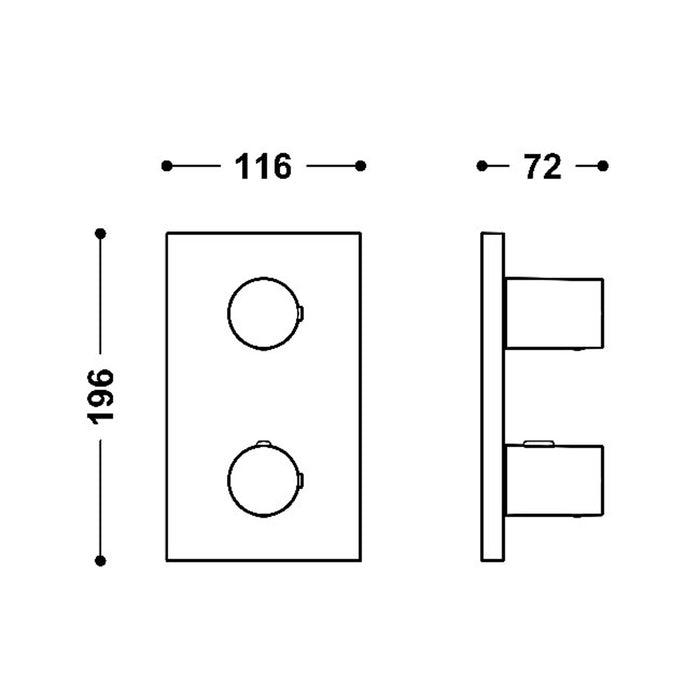 TRES 21625001NM THERM-BOX Pieza Vista para Caja Empotrada de 2 Vías Color Negro Mate