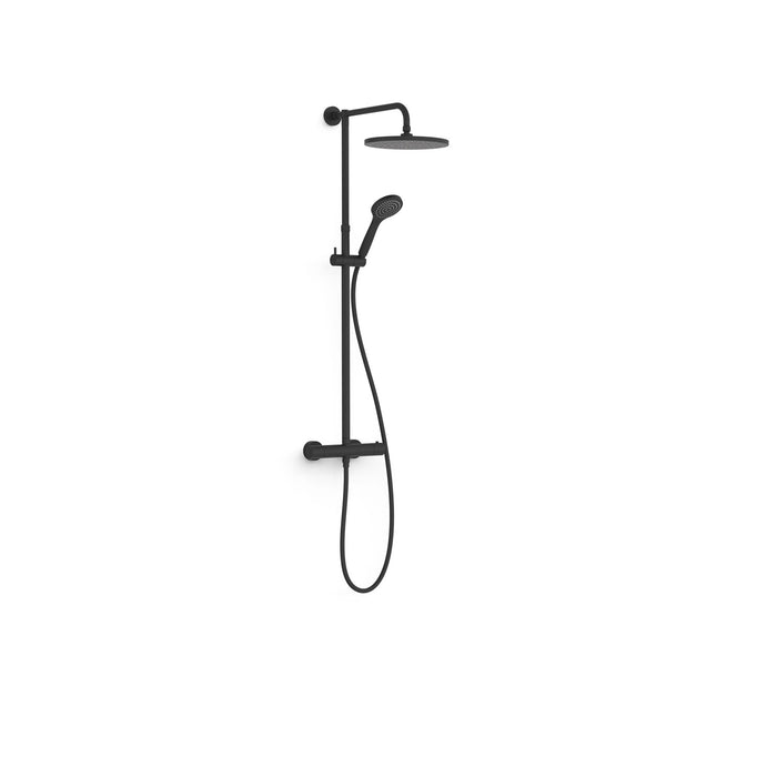 TRES 21639302NM BASE PLUS Conjunto De Grifo Termostático Mural De 2 Vías para Ducha Color Negro Mate