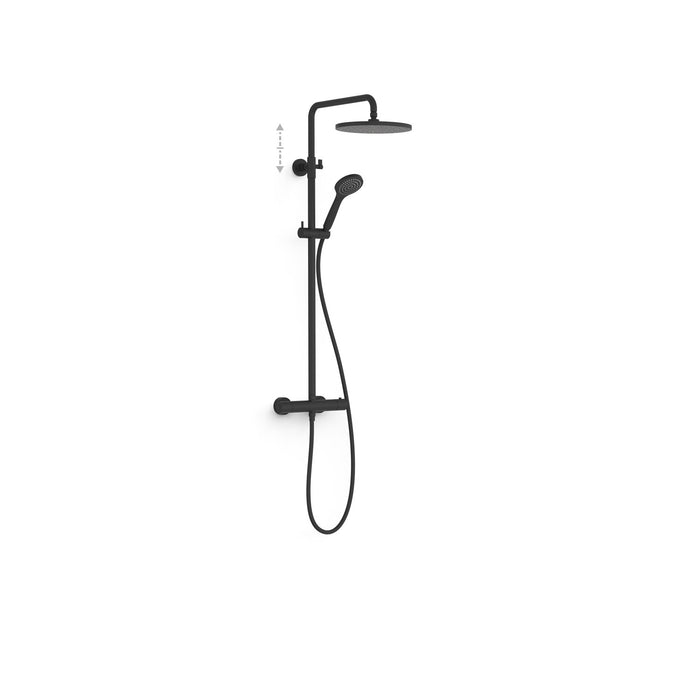 TRES 21639502NM BASE PLUS Conjunto De Grifo Termostático Mural De 2 Vías para Ducha Color Negro Mate