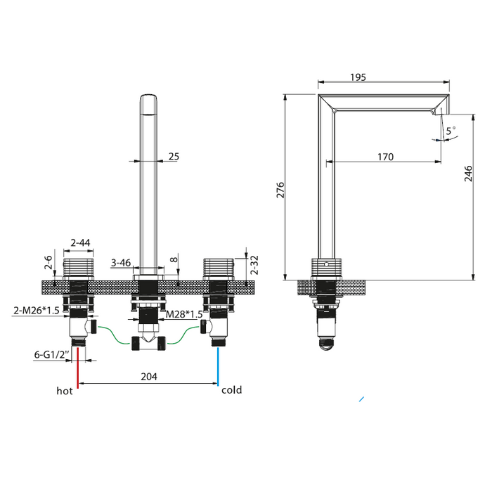 IMEX BAF065/NQ FIRENZE-SASSARI Bimando Lavabo Alto Niquel