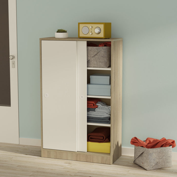 MUEBLES PITARCH Multiusos Bajo Correderas Roble Cambrian/Blanco