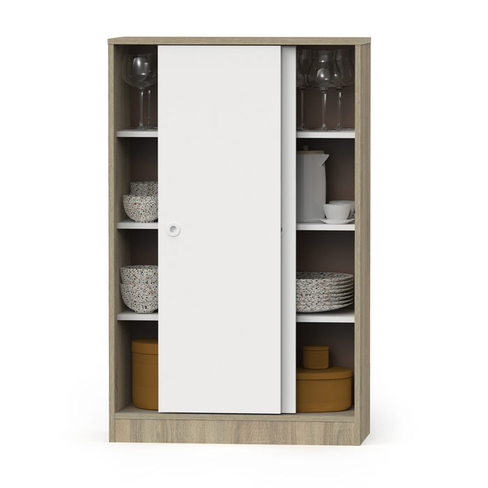 MUEBLES PITARCH Multiusos Bajo Correderas Roble Cambrian/Blanco