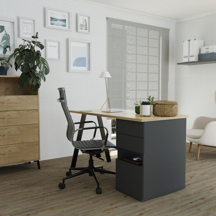 MUEBLES PITARCH Mesa Kiroba Gris/Roble Gold/pata negra