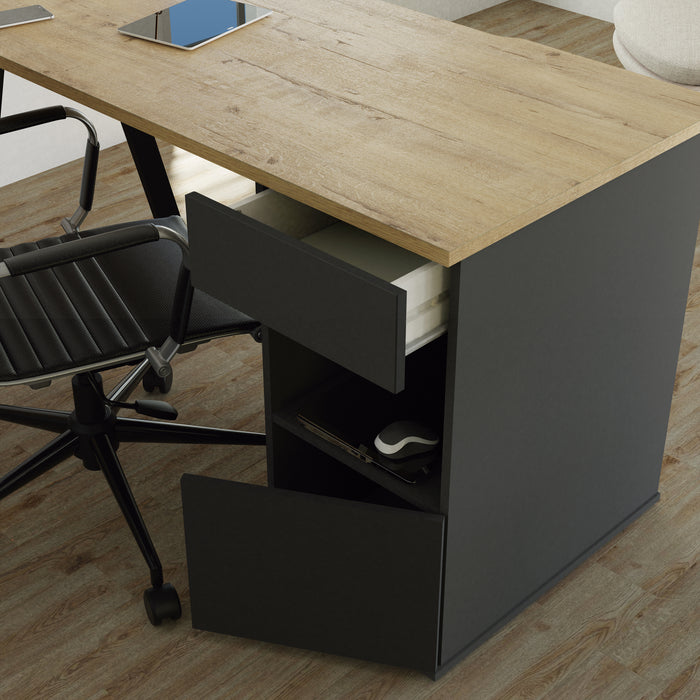 MUEBLES PITARCH Mesa Kiroba Gris/Roble Gold/pata negra