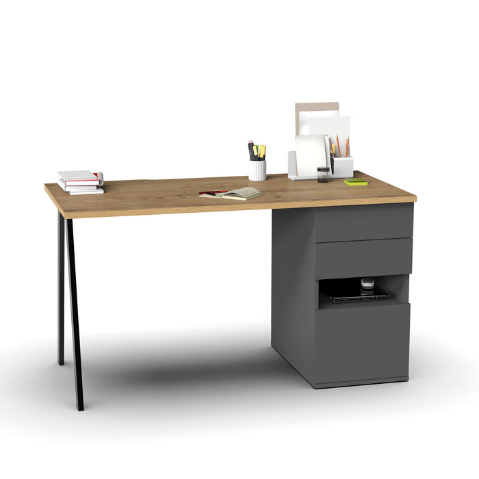MUEBLES PITARCH Mesa Kiroba Gris/Roble Gold/pata negra