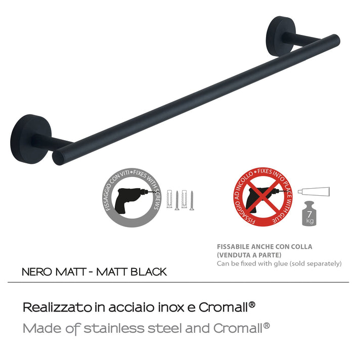 GEDY 23214514200 EROS Toallero 45 cm Negro Mate
