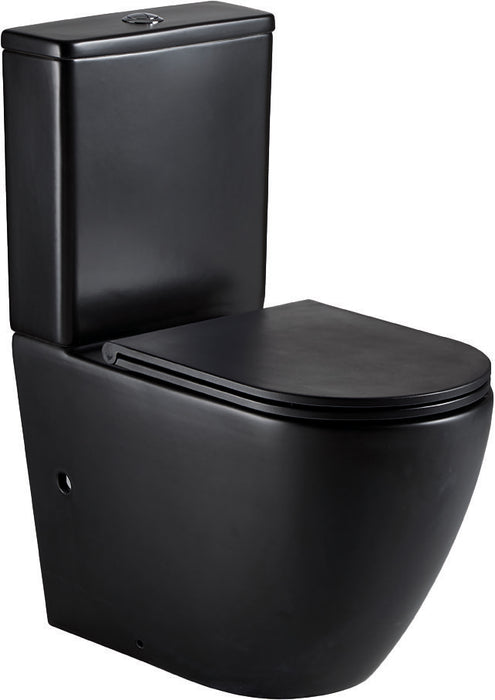 AQUORE 387040 GÉNOVA Pack Inodoro BTW Compacto Negro mate