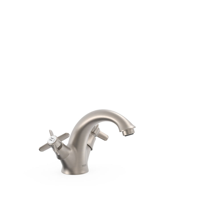 TRES 24210201AC TRES CLASIC Grifo Bimando para Lavabo Color Acero