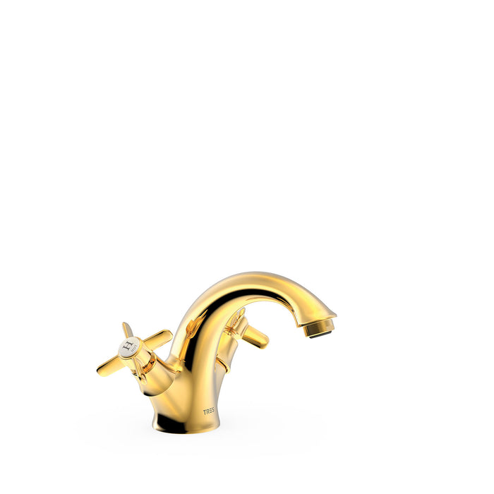 TRES 24210201OR TRES CLASIC Grifo Bimando para Lavabo Color Oro 24K