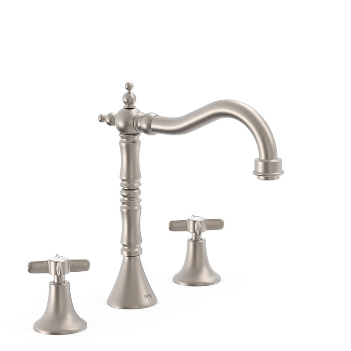 TRES 24210501AC TRES CLASIC Grifo Bimando De Repisa para Lavabo Color Acero